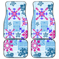 Hawaii Tapa Tribal Car Mats With Hawaiian Quilt Pattern Blue LT9 - Wonder Print Shop
