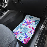 Hawaii Tapa Tribal Car Mats With Hawaiian Quilt Pattern Blue LT9 - Wonder Print Shop