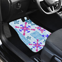 Hawaii Tapa Tribal Car Mats With Hawaiian Quilt Pattern Blue LT9 - Wonder Print Shop