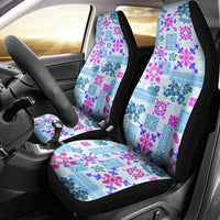 Hawaii Tapa Tribal Car Seat Cover With Hawaiian Quilt Pattern Blue LT9 - Wonder Print Shop