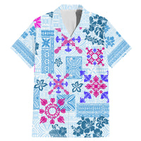 Hawaii Tapa Tribal Family Matching Mermaid Dress and Hawaiian Shirt With Hawaiian Quilt Pattern Blue LT9 - Wonder Print Shop
