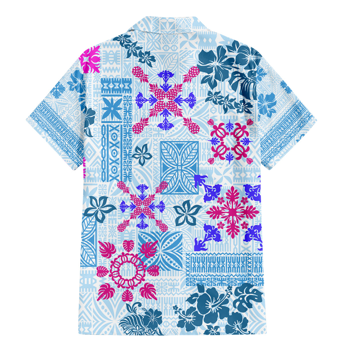 Hawaii Tapa Tribal Family Matching Mermaid Dress and Hawaiian Shirt With Hawaiian Quilt Pattern Blue LT9 - Wonder Print Shop