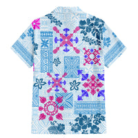 Hawaii Tapa Tribal Family Matching Mermaid Dress and Hawaiian Shirt With Hawaiian Quilt Pattern Blue LT9 - Wonder Print Shop