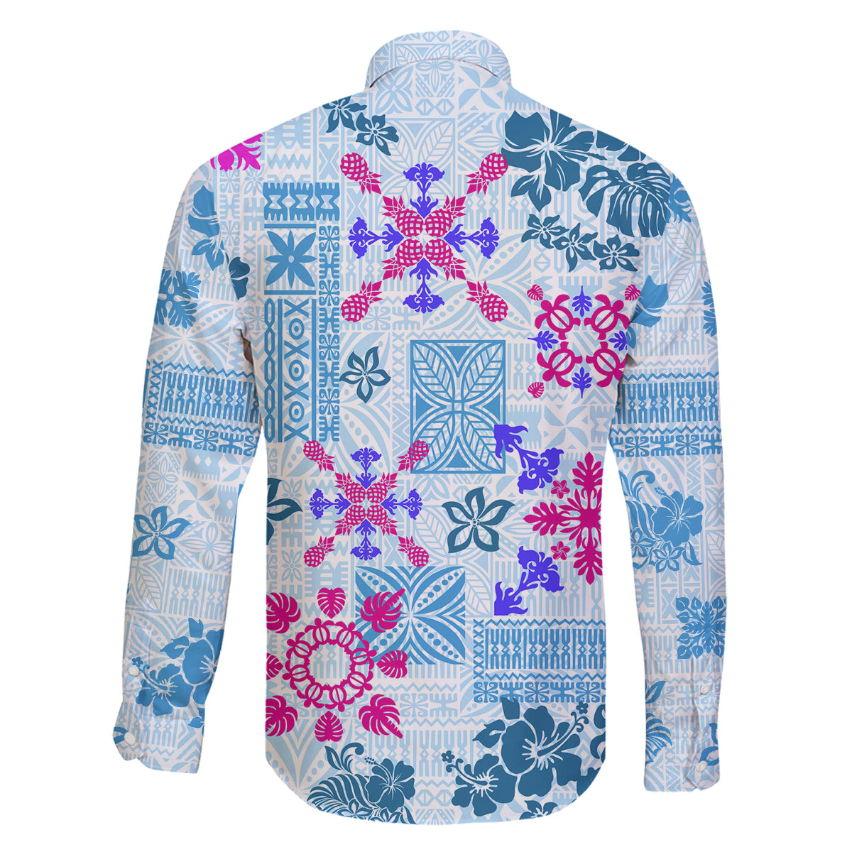 Hawaii Tapa Tribal Family Matching Mermaid Dress and Hawaiian Shirt With Hawaiian Quilt Pattern Blue LT9 - Wonder Print Shop