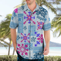 Hawaii Tapa Tribal Hawaiian Shirt With Hawaiian Quilt Pattern Blue - Wonder Print Shop