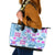 Hawaii Tapa Tribal Leather Tote Bag With Hawaiian Quilt Pattern Blue - Wonder Print Shop