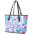 Hawaii Tapa Tribal Leather Tote Bag With Hawaiian Quilt Pattern Blue - Wonder Print Shop
