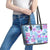 Hawaii Tapa Tribal Leather Tote Bag With Hawaiian Quilt Pattern Blue - Wonder Print Shop