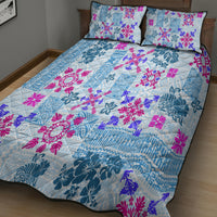Hawaii Tapa Tribal Quilt Bed Set With Hawaiian Quilt Pattern Blue - Wonder Print Shop