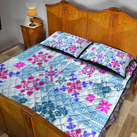 Hawaii Tapa Tribal Quilt Bed Set With Hawaiian Quilt Pattern Blue - Wonder Print Shop