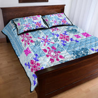 Hawaii Tapa Tribal Quilt Bed Set With Hawaiian Quilt Pattern Blue - Wonder Print Shop
