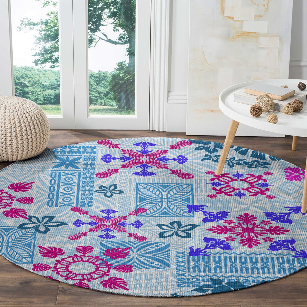 hawaii-tapa-tribal-round-carpet-with-hawaiian-quilt-pattern-blue