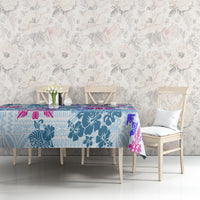 Hawaii Tapa Tribal Tablecloth With Hawaiian Quilt Pattern Blue - Wonder Print Shop