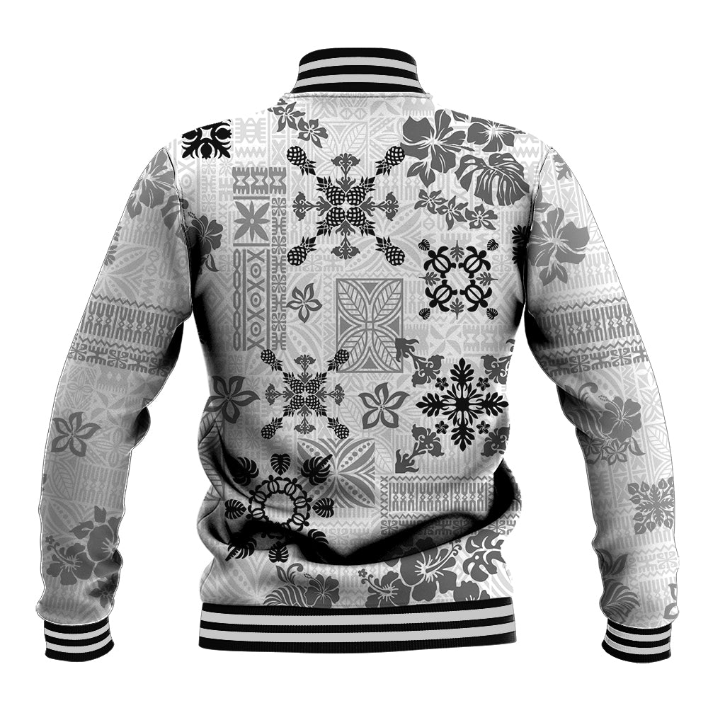 Hawaii Tapa Tribal Baseball Jacket With Hawaiian Quilt Pattern Black LT9 - Wonder Print Shop