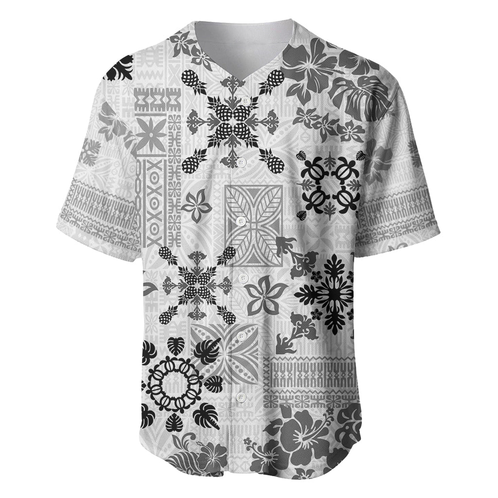 Hawaii Tapa Tribal Baseball Jersey With Hawaiian Quilt Pattern Black LT9 - Wonder Print Shop