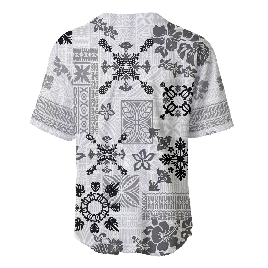 Hawaii Tapa Tribal Baseball Jersey With Hawaiian Quilt Pattern Black LT9 - Wonder Print Shop