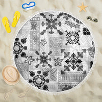 Hawaii Tapa Tribal Beach Blanket With Hawaiian Quilt Pattern Black LT9 - Wonder Print Shop