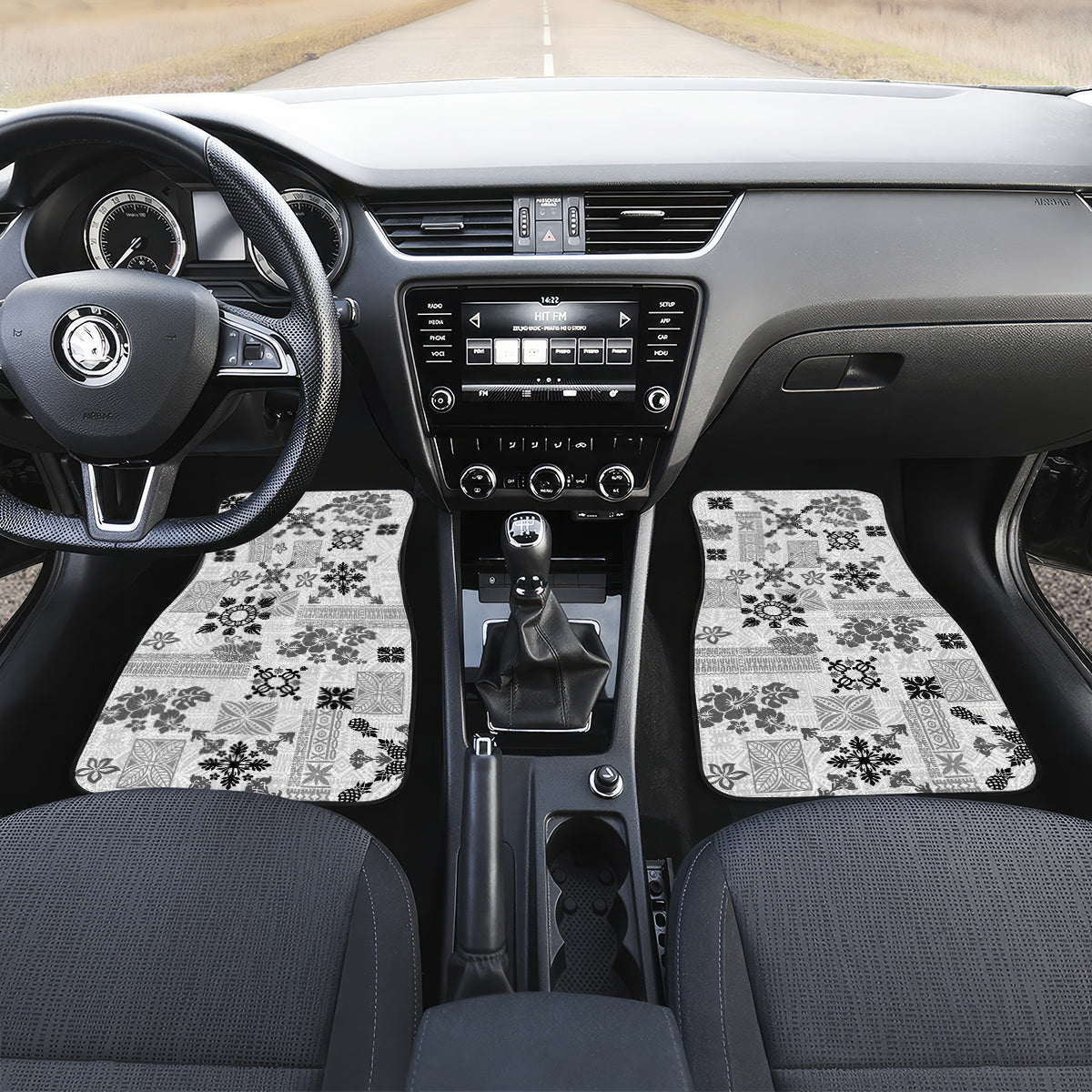 Hawaii Tapa Tribal Car Mats With Hawaiian Quilt Pattern Black LT9 - Wonder Print Shop