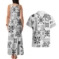 Hawaii Tapa Tribal Couples Matching Tank Maxi Dress and Hawaiian Shirt With Hawaiian Quilt Pattern Black LT9 - Wonder Print Shop