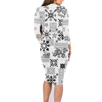 Hawaii Tapa Tribal Family Matching Long Sleeve Bodycon Dress and Hawaiian Shirt With Hawaiian Quilt Pattern Black LT9 - Wonder Print Shop