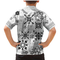 Hawaii Tapa Tribal Family Matching Mermaid Dress and Hawaiian Shirt With Hawaiian Quilt Pattern Black LT9 - Wonder Print Shop