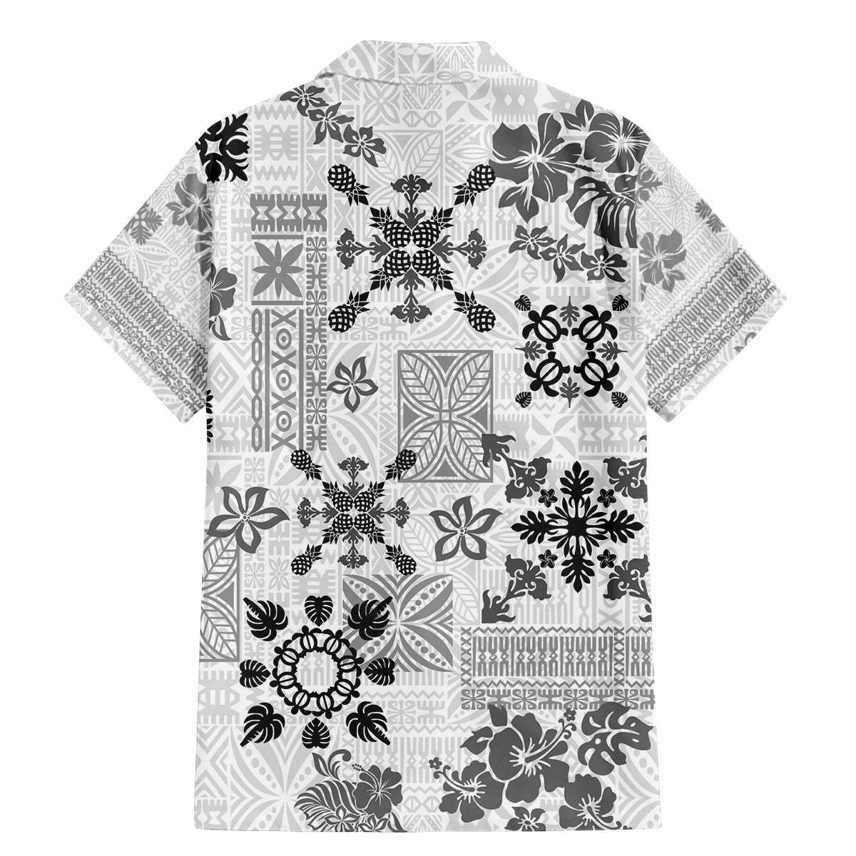 Hawaii Tapa Tribal Family Matching Mermaid Dress and Hawaiian Shirt With Hawaiian Quilt Pattern Black LT9 - Wonder Print Shop