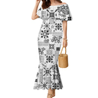 Hawaii Tapa Tribal Family Matching Mermaid Dress and Hawaiian Shirt With Hawaiian Quilt Pattern Black LT9 - Wonder Print Shop