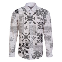 Hawaii Tapa Tribal Family Matching Puletasi Dress and Hawaiian Shirt With Hawaiian Quilt Pattern Black - Wonder Print Shop