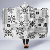 Hawaii Tapa Tribal Hooded Blanket With Hawaiian Quilt Pattern Black LT9