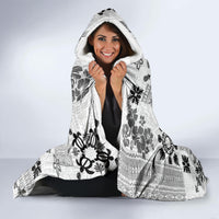 Hawaii Tapa Tribal Hooded Blanket With Hawaiian Quilt Pattern Black LT9