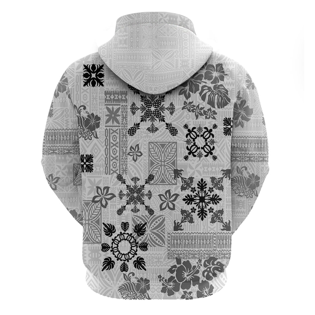 Hawaii Tapa Tribal Hoodie With Hawaiian Quilt Pattern Black - Wonder Print Shop
