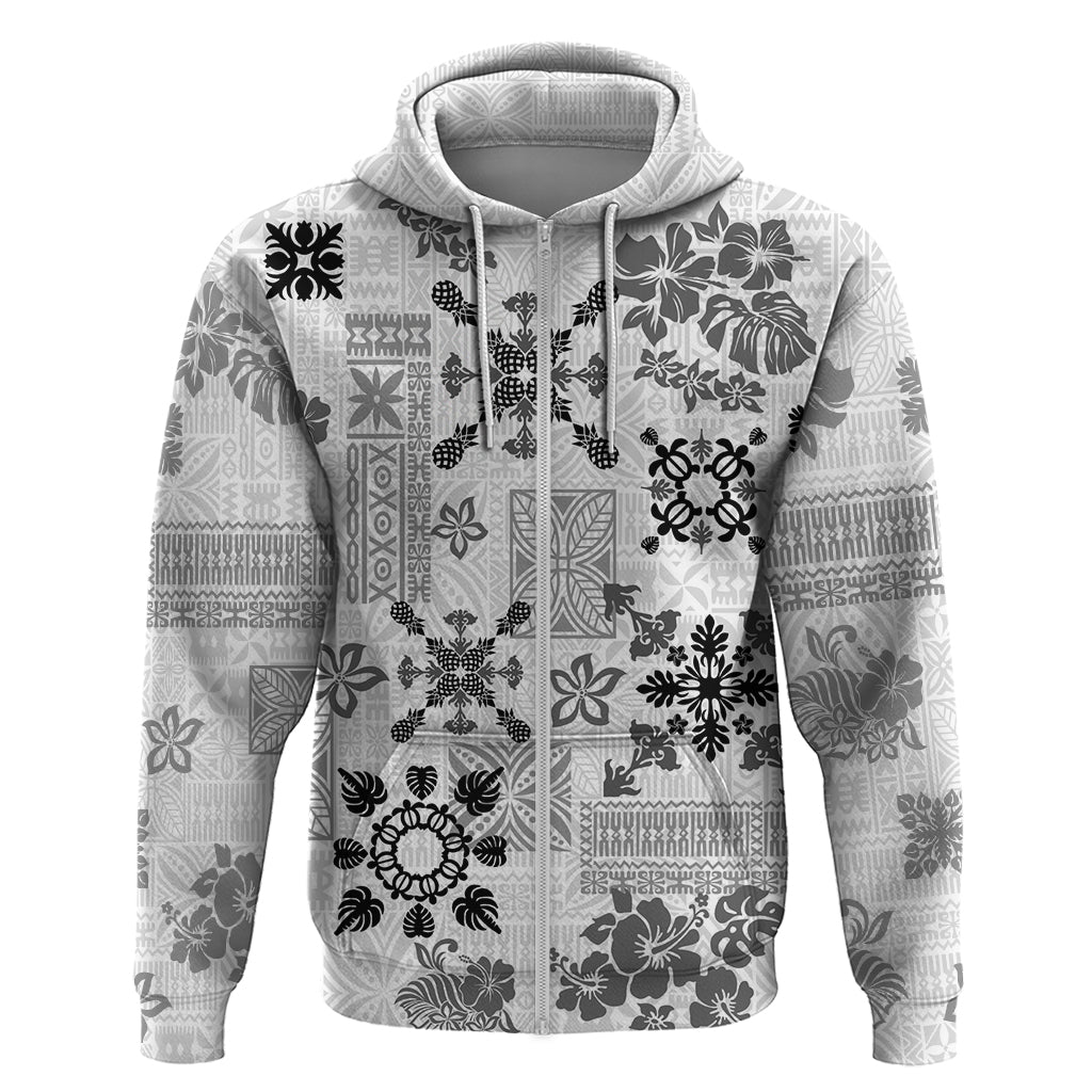 Hawaii Tapa Tribal Hoodie With Hawaiian Quilt Pattern Black - Wonder Print Shop