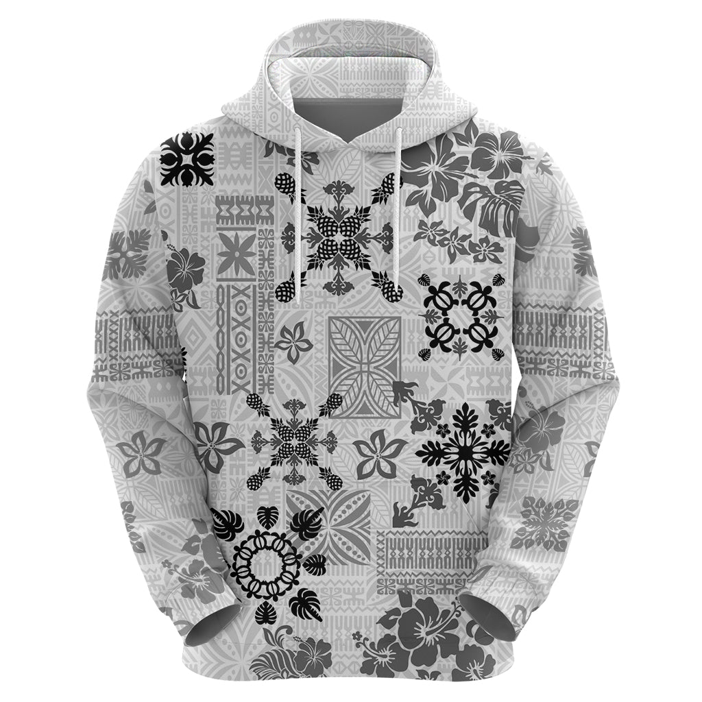 Hawaii Tapa Tribal Hoodie With Hawaiian Quilt Pattern Black - Wonder Print Shop