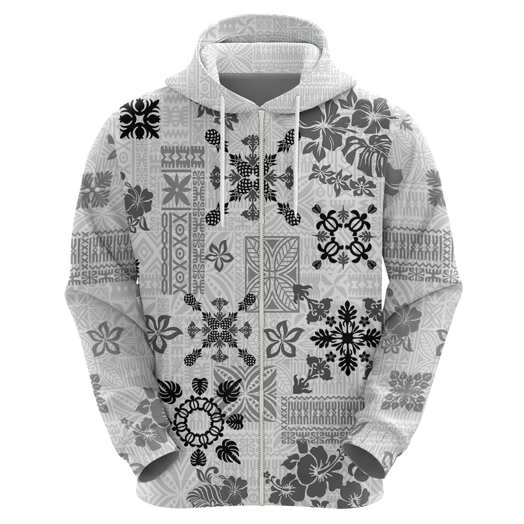 Hawaii Tapa Tribal Hoodie With Hawaiian Quilt Pattern Black - Wonder Print Shop