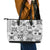 Hawaii Tapa Tribal Leather Tote Bag With Hawaiian Quilt Pattern Black - Wonder Print Shop