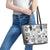 Hawaii Tapa Tribal Leather Tote Bag With Hawaiian Quilt Pattern Black - Wonder Print Shop