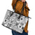 Hawaii Tapa Tribal Leather Tote Bag With Hawaiian Quilt Pattern Black - Wonder Print Shop