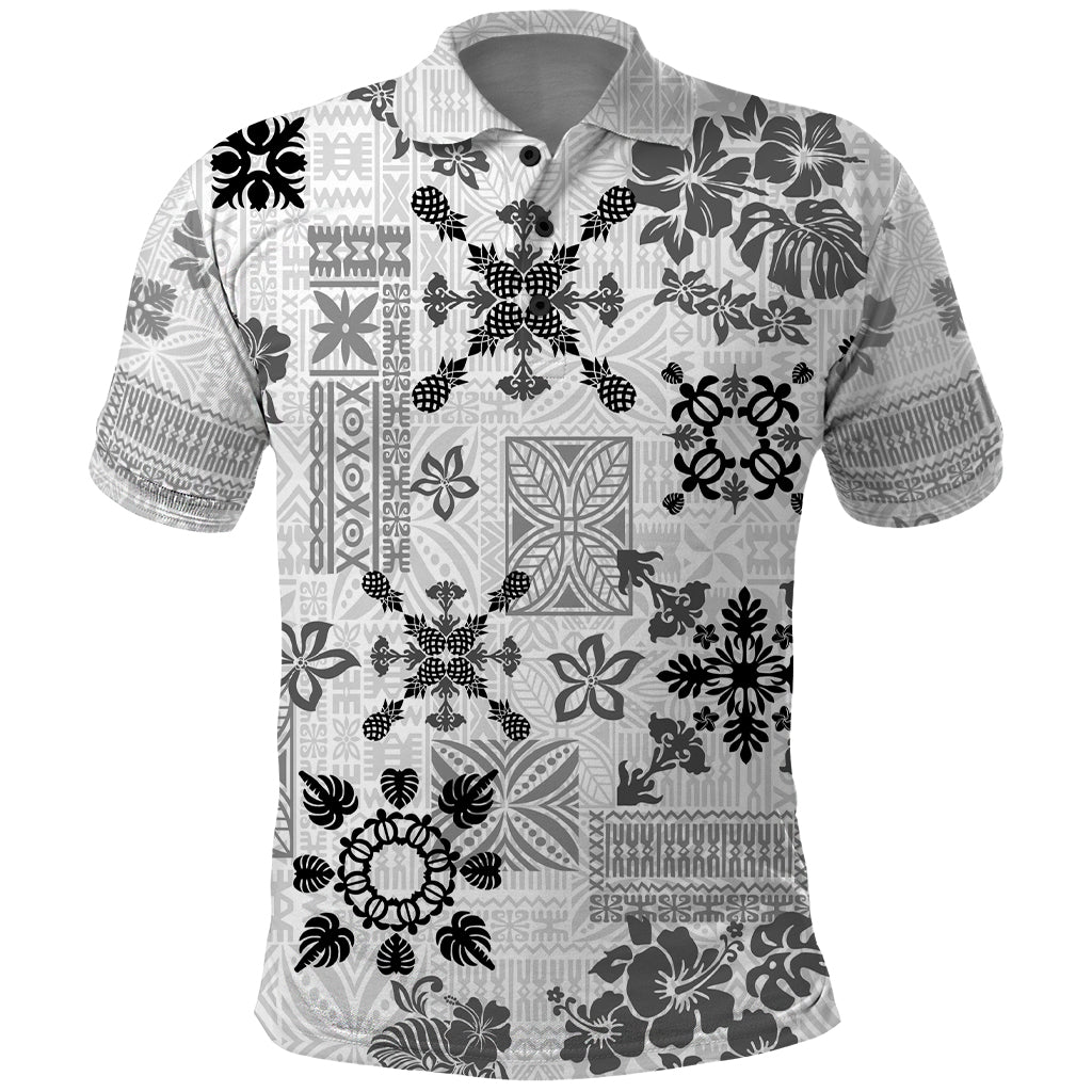 Hawaii Tapa Tribal Polo Shirt With Hawaiian Quilt Pattern Black - Wonder Print Shop