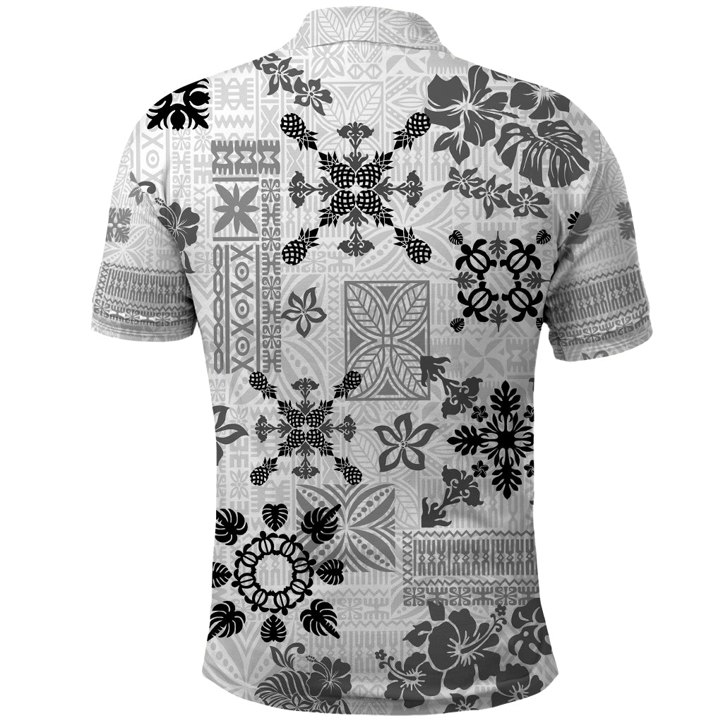 Hawaii Tapa Tribal Polo Shirt With Hawaiian Quilt Pattern Black - Wonder Print Shop