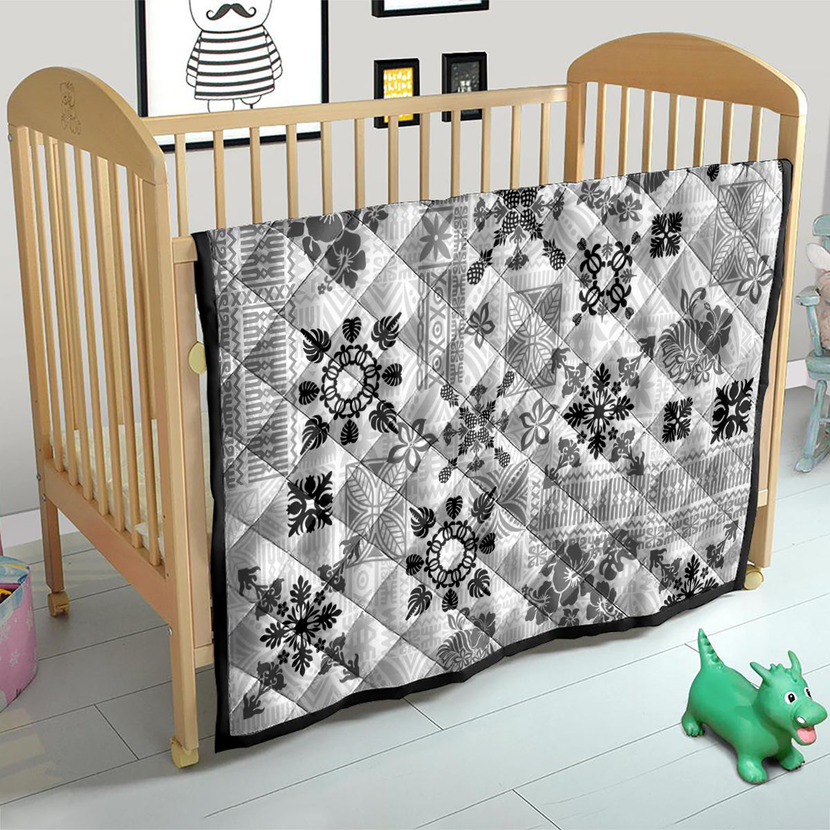 Hawaii Tapa Tribal Quilt With Hawaiian Quilt Pattern Black - Wonder Print Shop