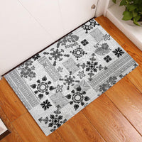 Hawaii Tapa Tribal Rubber Doormat With Hawaiian Quilt Pattern Black - Wonder Print Shop