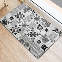 Hawaii Tapa Tribal Rubber Doormat With Hawaiian Quilt Pattern Black - Wonder Print Shop