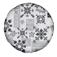 Hawaii Tapa Tribal Spare Tire Cover With Hawaiian Quilt Pattern Black - Wonder Print Shop