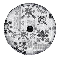 Hawaii Tapa Tribal Spare Tire Cover With Hawaiian Quilt Pattern Black - Wonder Print Shop