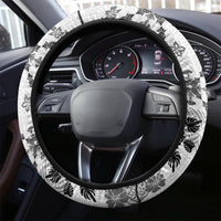 Hawaii Tapa Tribal Steering Wheel Cover With Hawaiian Quilt Pattern Black - Wonder Print Shop