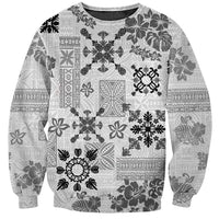Hawaii Tapa Tribal Sweatshirt With Hawaiian Quilt Pattern Black - Wonder Print Shop