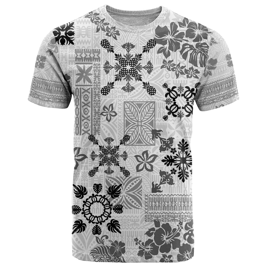 Hawaii Tapa Tribal T Shirt With Hawaiian Quilt Pattern Black - Wonder Print Shop