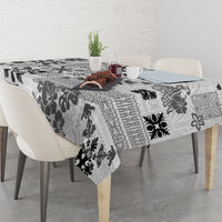 Hawaii Tapa Tribal Tablecloth With Hawaiian Quilt Pattern Black - Wonder Print Shop