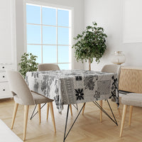 Hawaii Tapa Tribal Tablecloth With Hawaiian Quilt Pattern Black - Wonder Print Shop