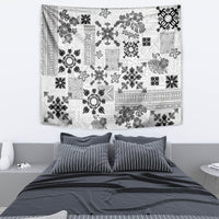 Hawaii Tapa Tribal Tapestry With Hawaiian Quilt Pattern Black - Wonder Print Shop